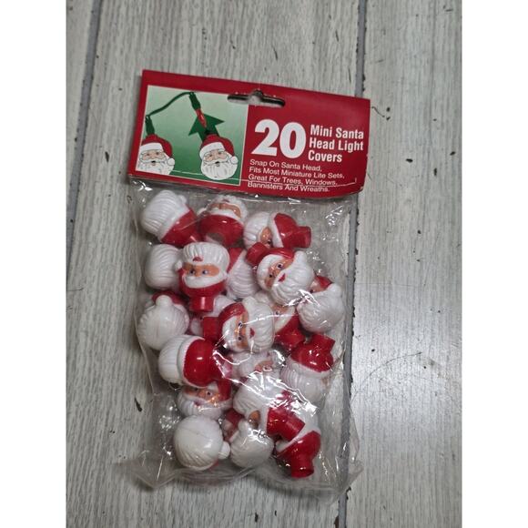 Vintage Plastic Santa Head Mini Christmas Light Covers Blow Mold Holiday - Picture 1 of 4
